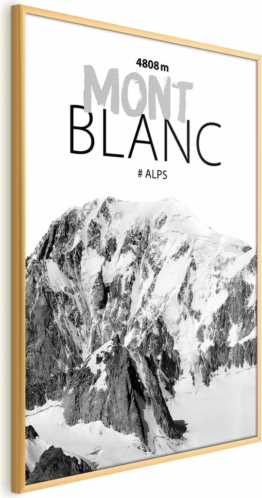 Quadro Monte Bianco 40x60 Oro - Poster Alpino Design Senza Bordo