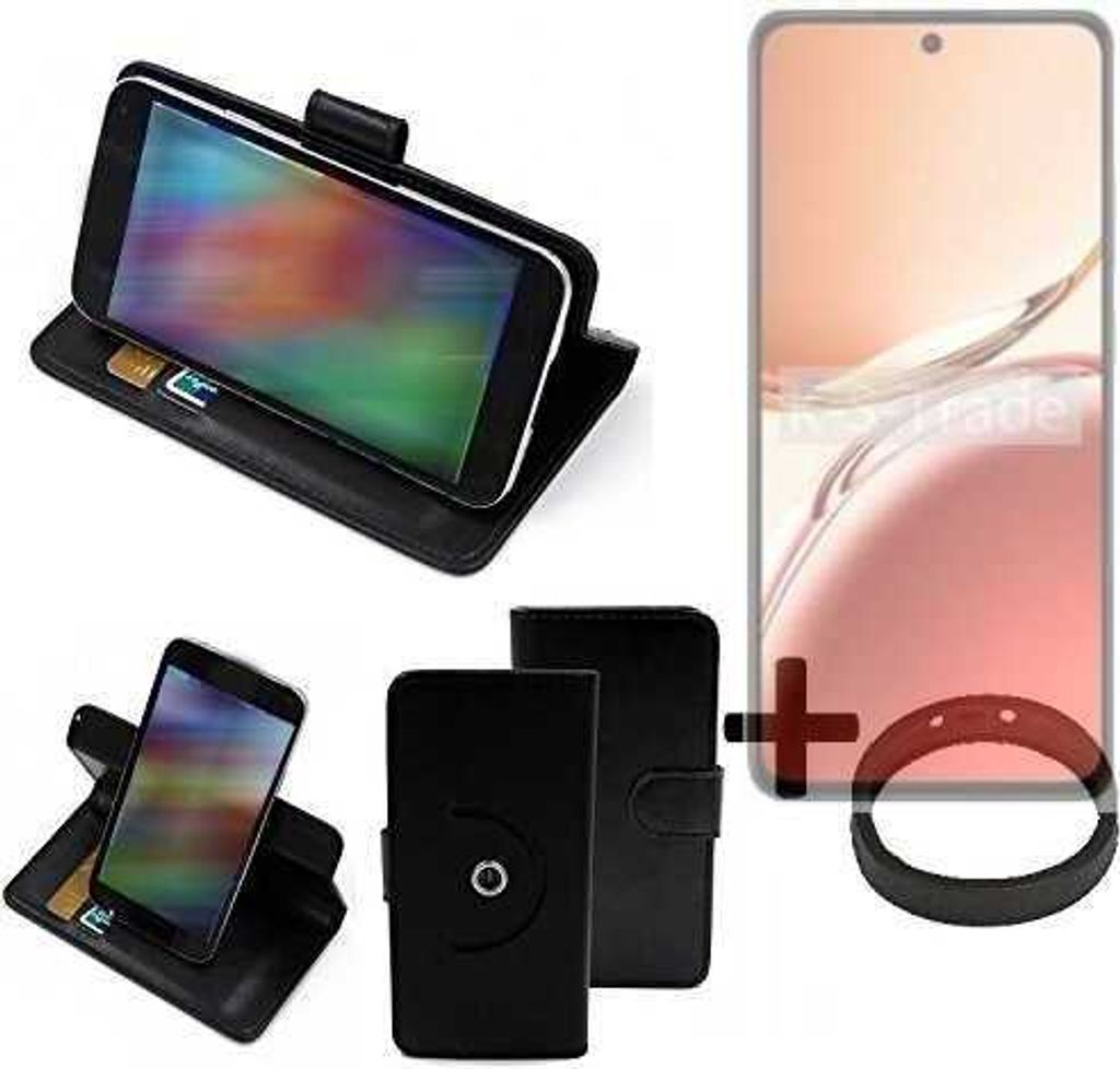 K-S-Trade Case Schutz Hülle kompatibel mit Oppo Reno12 FS 4G + Bumper Handy Hülle Flipcase Smartphone Cover Handy Schutz Tasche Walletcase schwarz