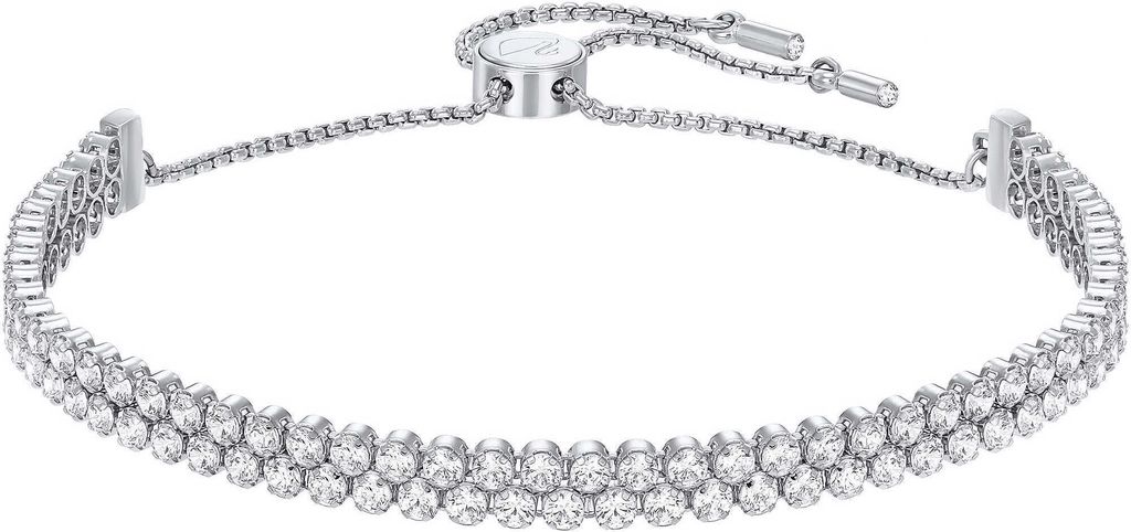 A close-up studio shot of a diamond tennis bracelet.