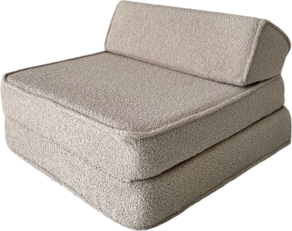 Monio for Kids - Beige Schaumstoffsessel Liege Couch für Kinder Bouclé