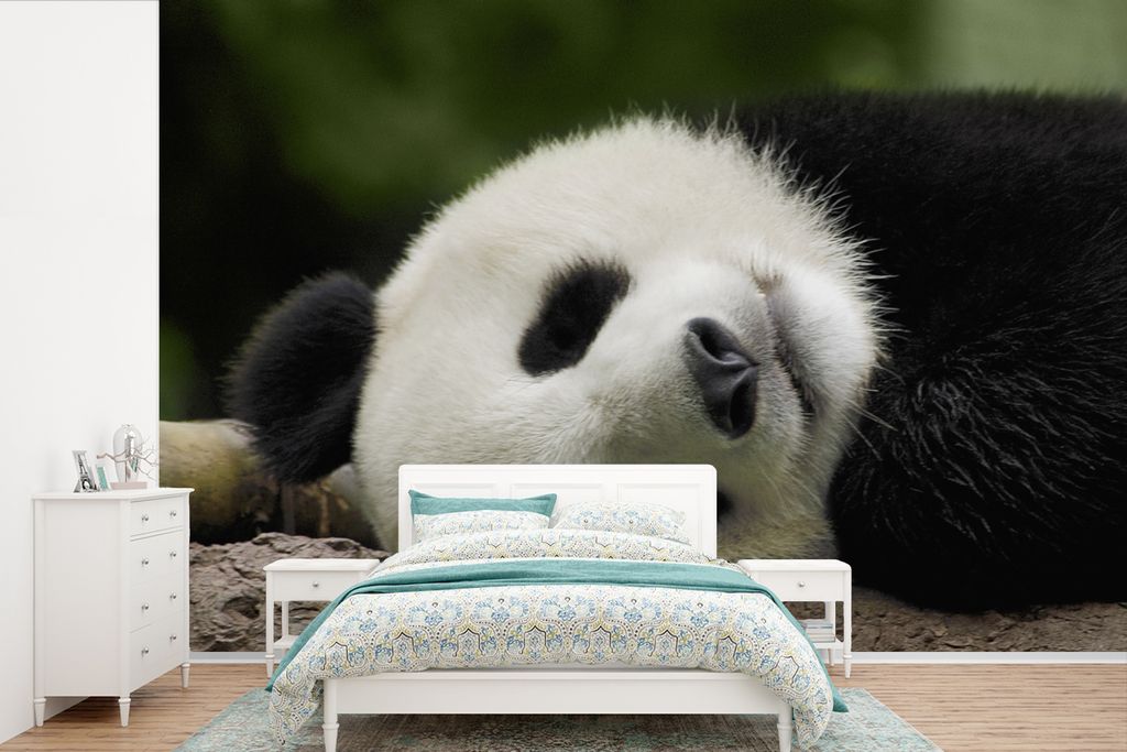 MuchoWow Fototapete für Wohnzimmer oder Schlafzimmer Wandtapete Vinyl Motivtapete Panda - Bären - China - 450x300 cm - Gemusterte