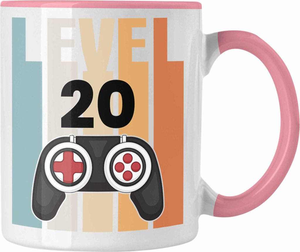 Trendation - 20. Geburtstag Tasse Gamer Jungs Jungen Geschenkidee zum Geburtstag Lustig Zwanzig (Rosa)