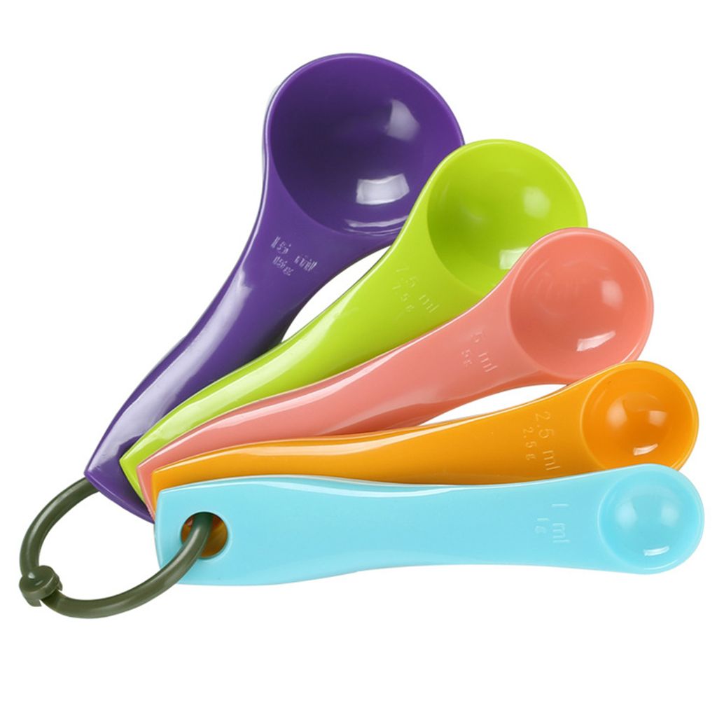 5er Set Messlöffel Verschiedener Größen - Farbige Dosierlöffel Für Küche & Backen - Gramm Messlöffel Aus Kunststoff
