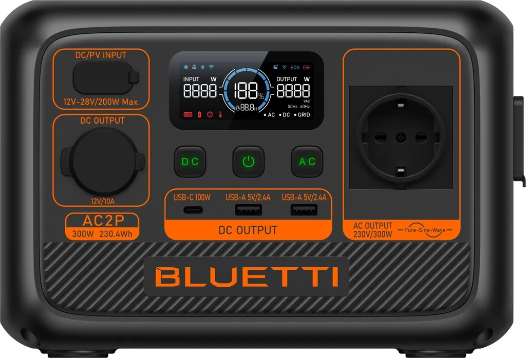 Bluetti AC2P Station de Énergie Portable 600W Noire avec Charge Turbo