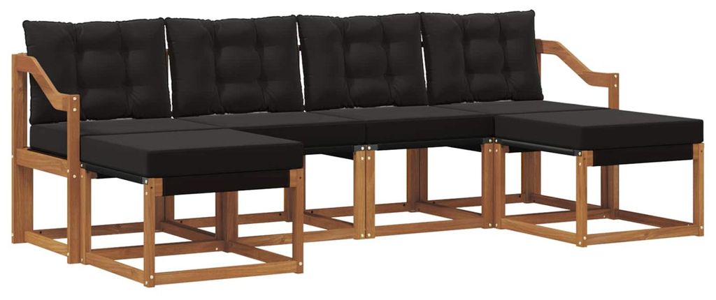 vidaXL Outdoor-Sofagarnitur mit Kissen 6 pcs Natürlich und Schwarz