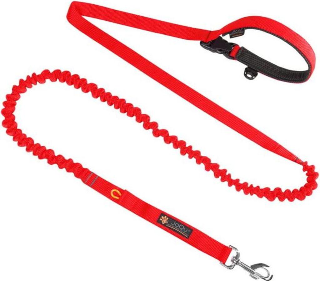 JoQu Two Runners Leash stoßdämpfende Hundeleine rot