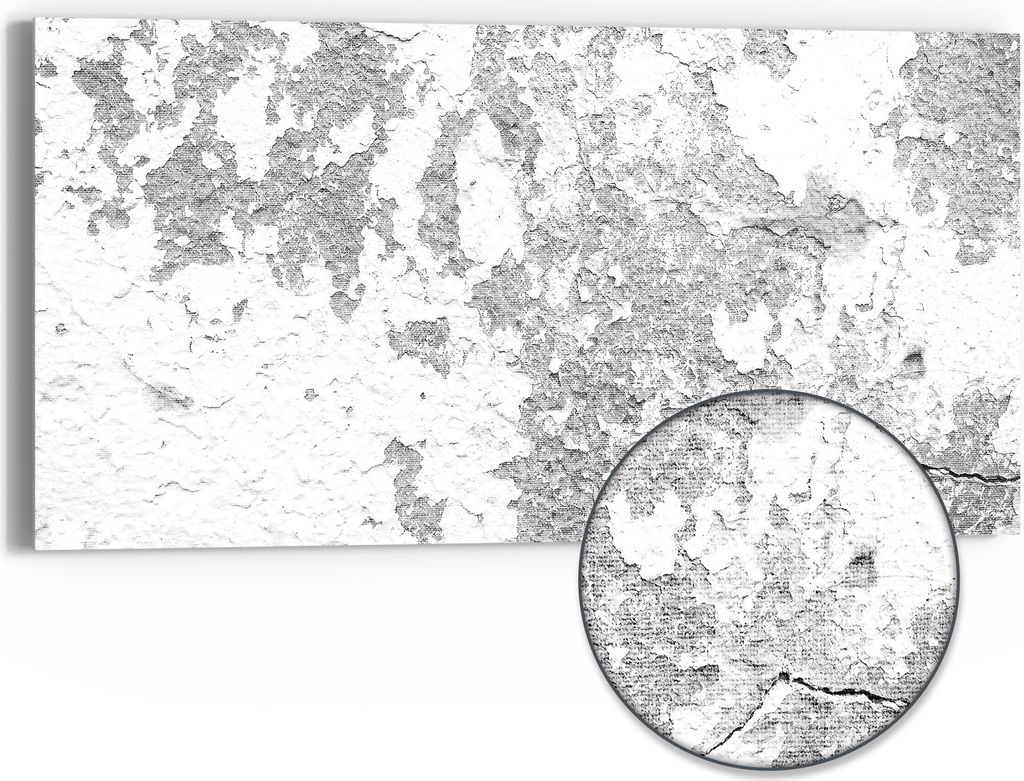 DEQORI Hybrid Leinwand Bild 60x30 cm 'Verwitterte Wandkunst' Wandbild Glas flach modern