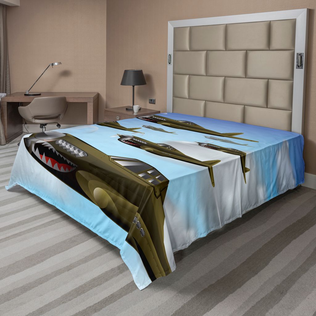 ABAKUHAUS Flugzeug Bettlaken, Kampfflugzeuge Oben In Der Luft Kampf Kampf Kampfmaschinen Flügel Illustration, weiches bequemes oberes Bettlaken f...