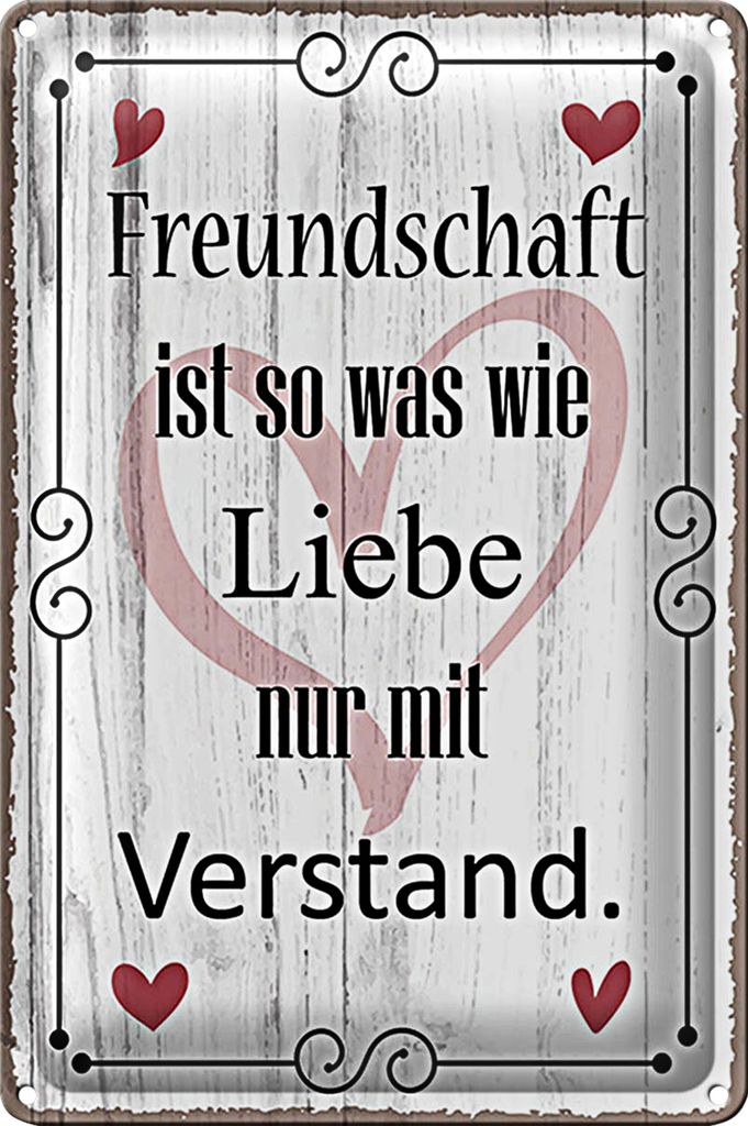 Blechschild Spruch 18x12cm Freundschaft ist so wie Liebe