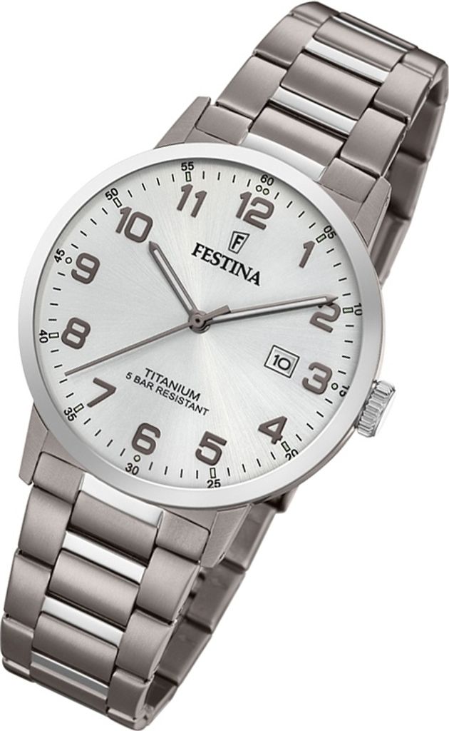 Festina Herren Uhr Klassik F20435/1 Titan Analog Armband-Uhr silber UF20435/1