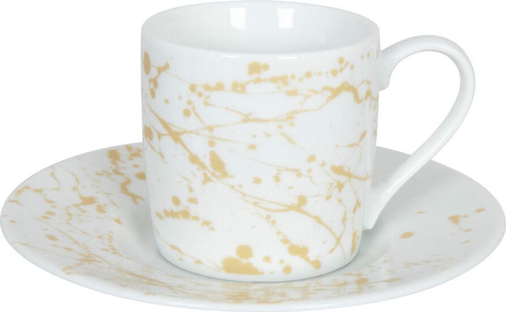 Könitz Espressotasse mit Untertasse Golden Splash, Kaffeetasse, Espressobecher, Porzellan, 85 ml, 11 5 053 2628