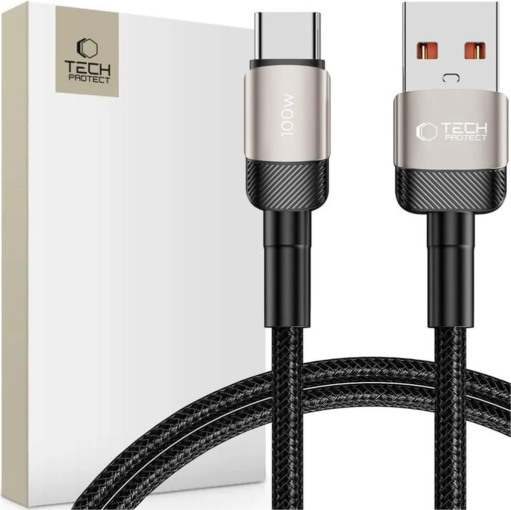 Cavo USB-C 100W Tech-Protect Ultraboost Evo 1m Titanio - Ricarica Rapida 5A