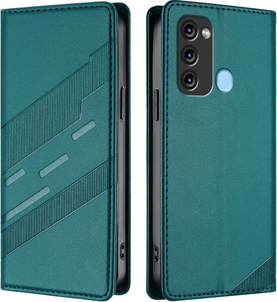 Hülle für itel P38/itel S17/itel Vision 3, Kunstleder Brieftaschen Handyhülle mit Kartenfach und Standfunktion Grün