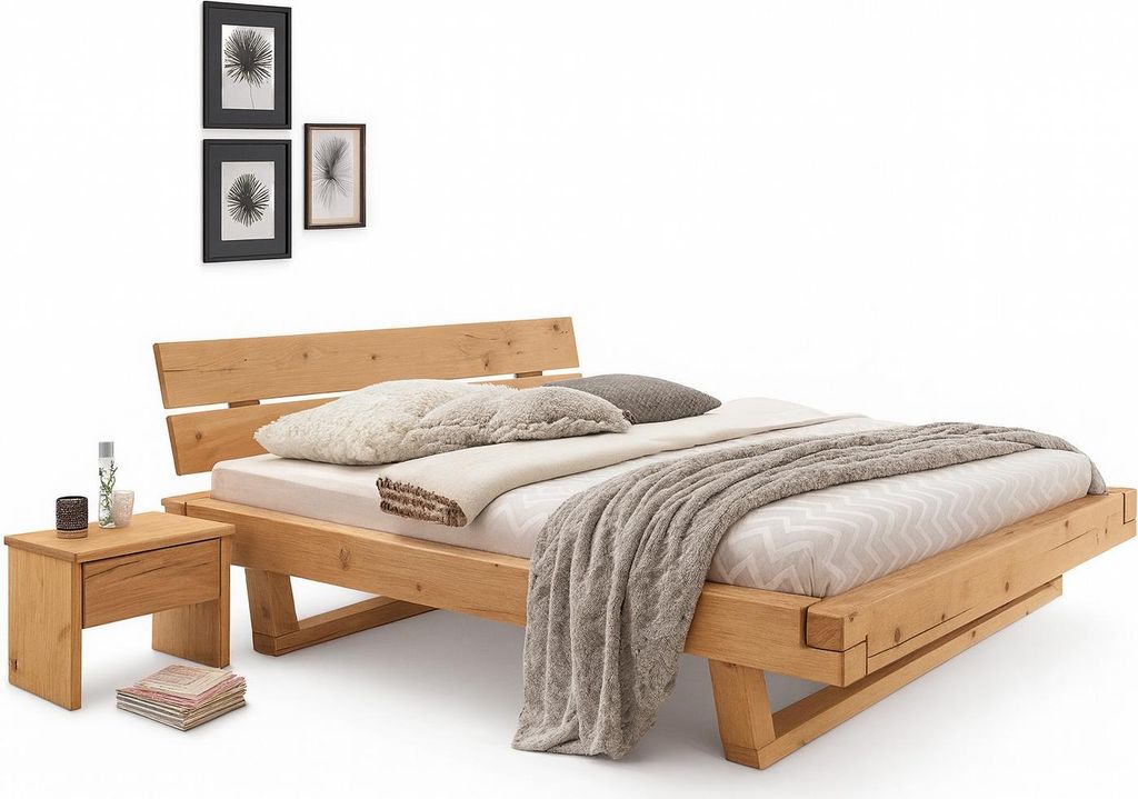 Balkenbett Holzbett Fichte typischen Risse Doppelbett 140x200 #4439