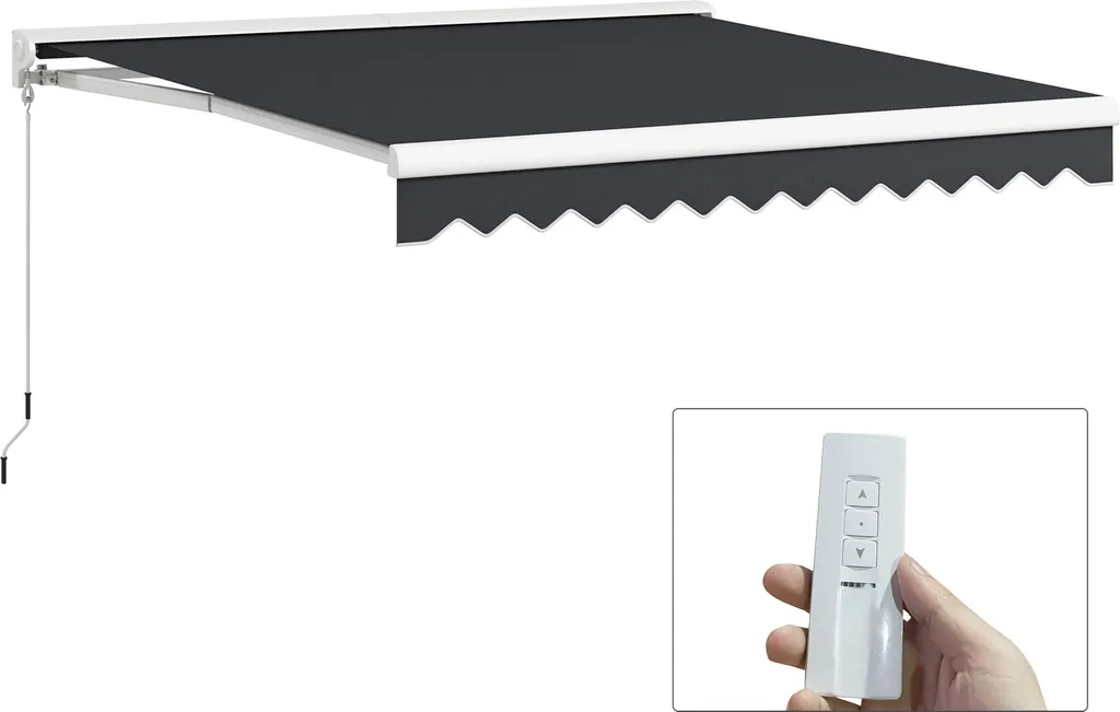 Store banne électrique Outsunny gris 295x250 cm en aluminium robuste