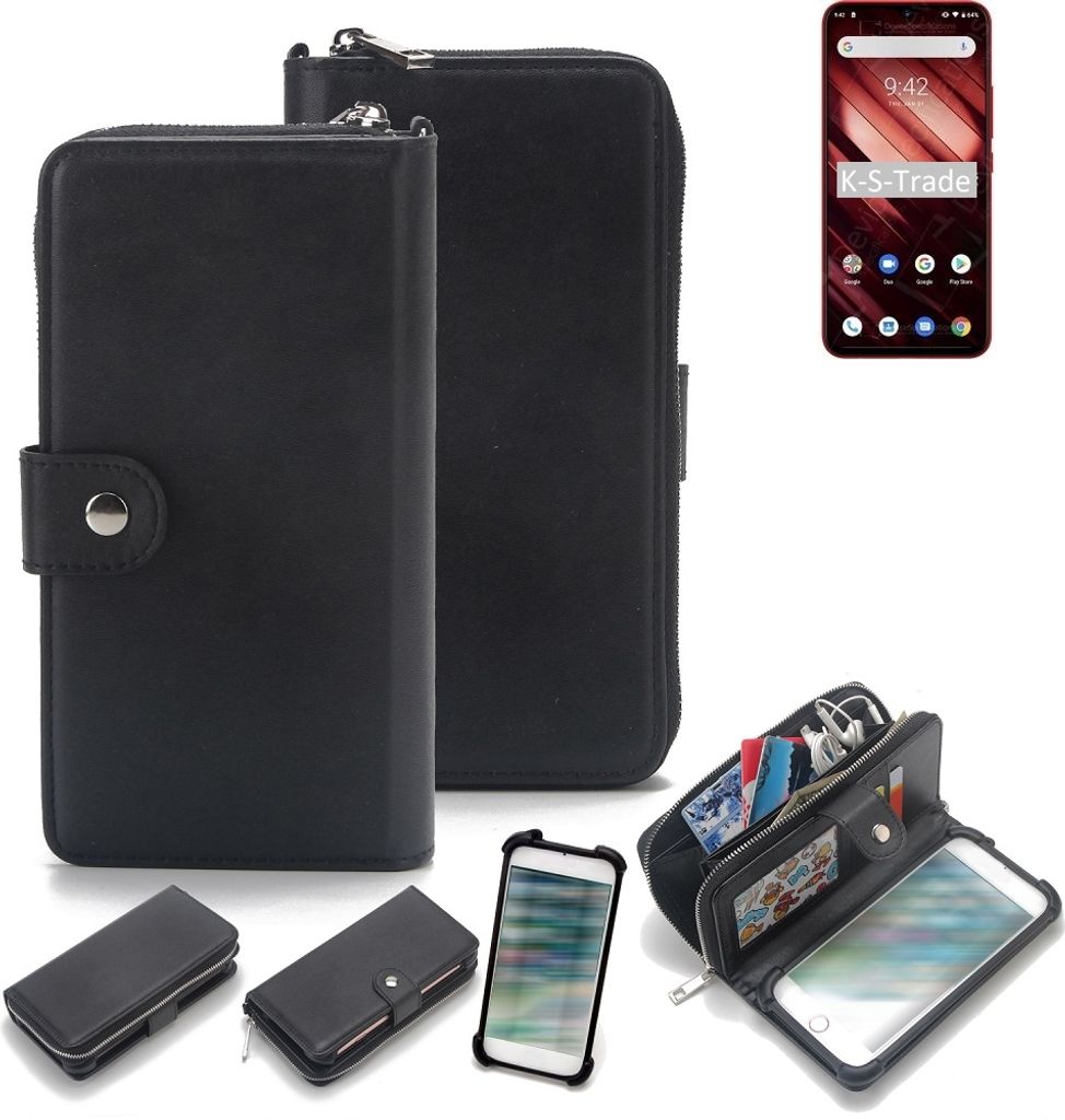 K-S-Trade 2in1 Handyhülle Schutzhülle kompatibel mit UMIDIGI F1 Play & Portemonnee Cover Handy Hülle Case Etui Geldbörse Wallet Bookstyle Hülle