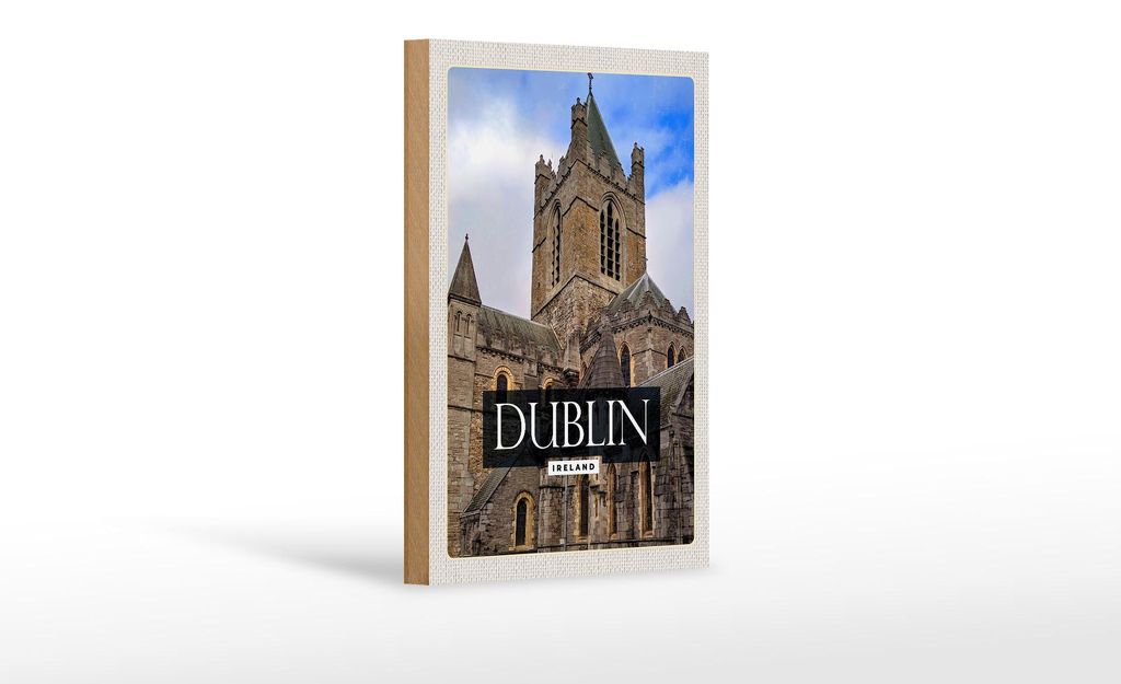 Holzschild Reise 12x18 cm Dublin Ireland Castle Reiseziel Dekoration