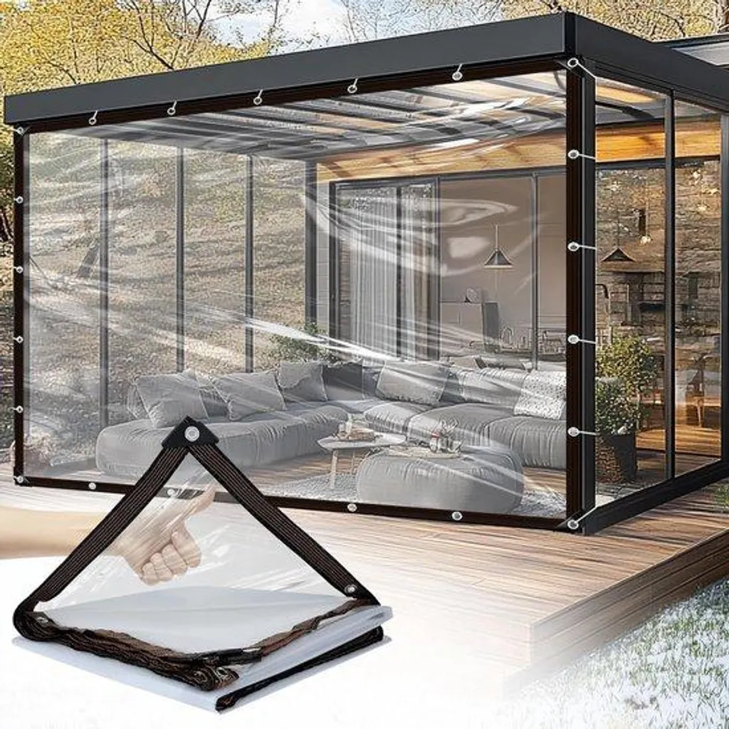 Bâche transparente 2,5 x 5 m indéchirable et traitée anti-UV avec coins