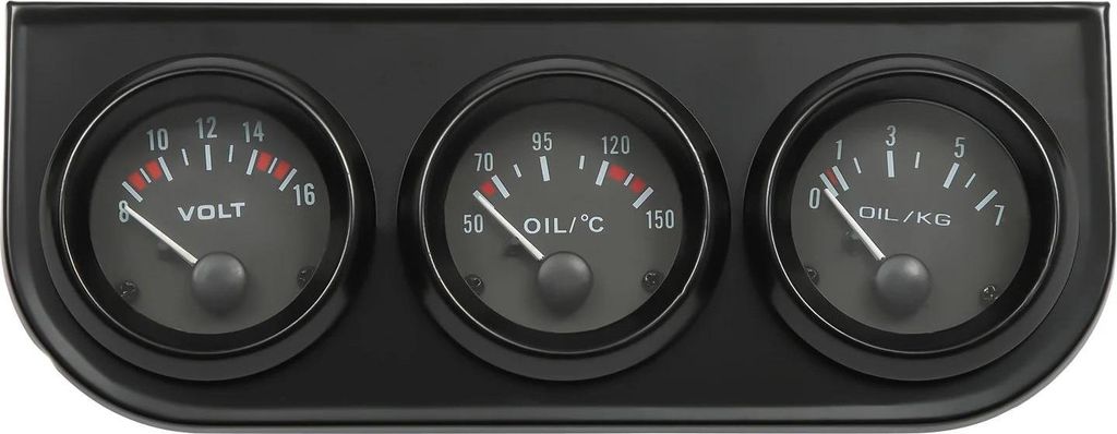 Auto Zusatzinstrumente Set - 3-in-1 52 mm - DC 12 V - LED-Hintergrundbeleuchtung - Voltmeter 8–16 V - Öltemperatur 50–150 °C - Öldruck 0–7...