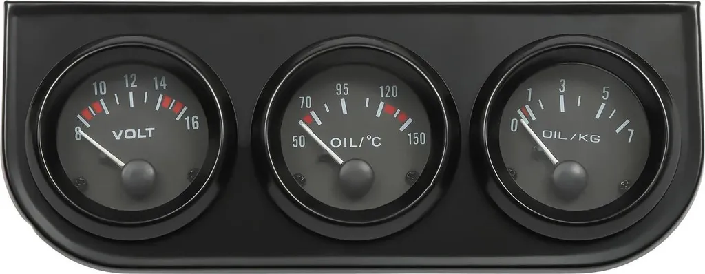 Manomètre Triple Auto 12V - Température et Pression Huile avec Voltmètre