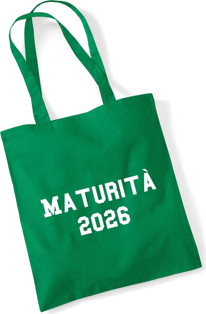 Huuraa Jutebeutel Maturità 2026 Abschluss Italien 10 Liter Kelly Green Baumwolle Tasche Geschenkidee