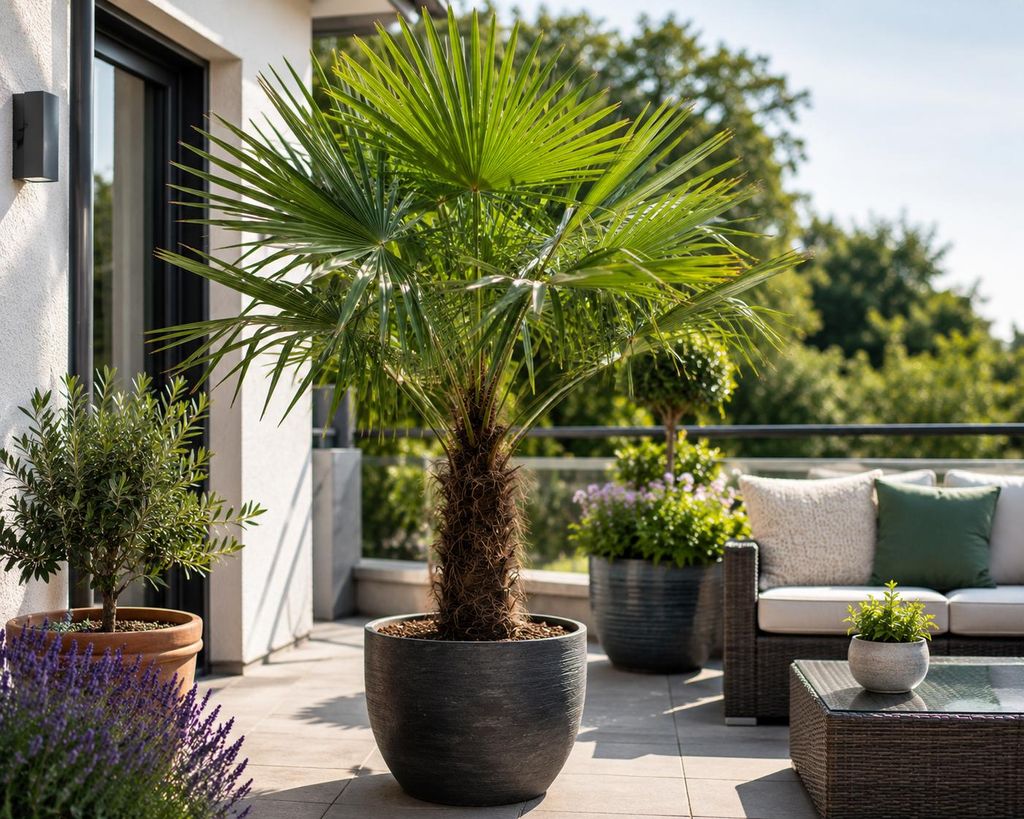Chinesische Hanfpalme 130–160 cm Trachycarpus fortunei Produktbild  KI-generiertes Bild