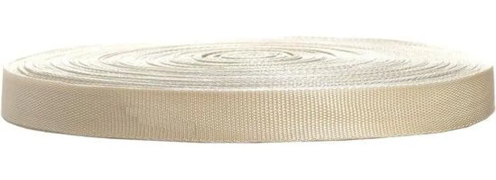 Ruban tissé en polypropylène crème 25 mm rouleau de 50 m pour couture