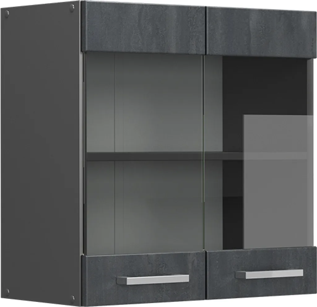 Rangement mural de cuisine Vicco R-Line 60cm béton noir vitrine 47614