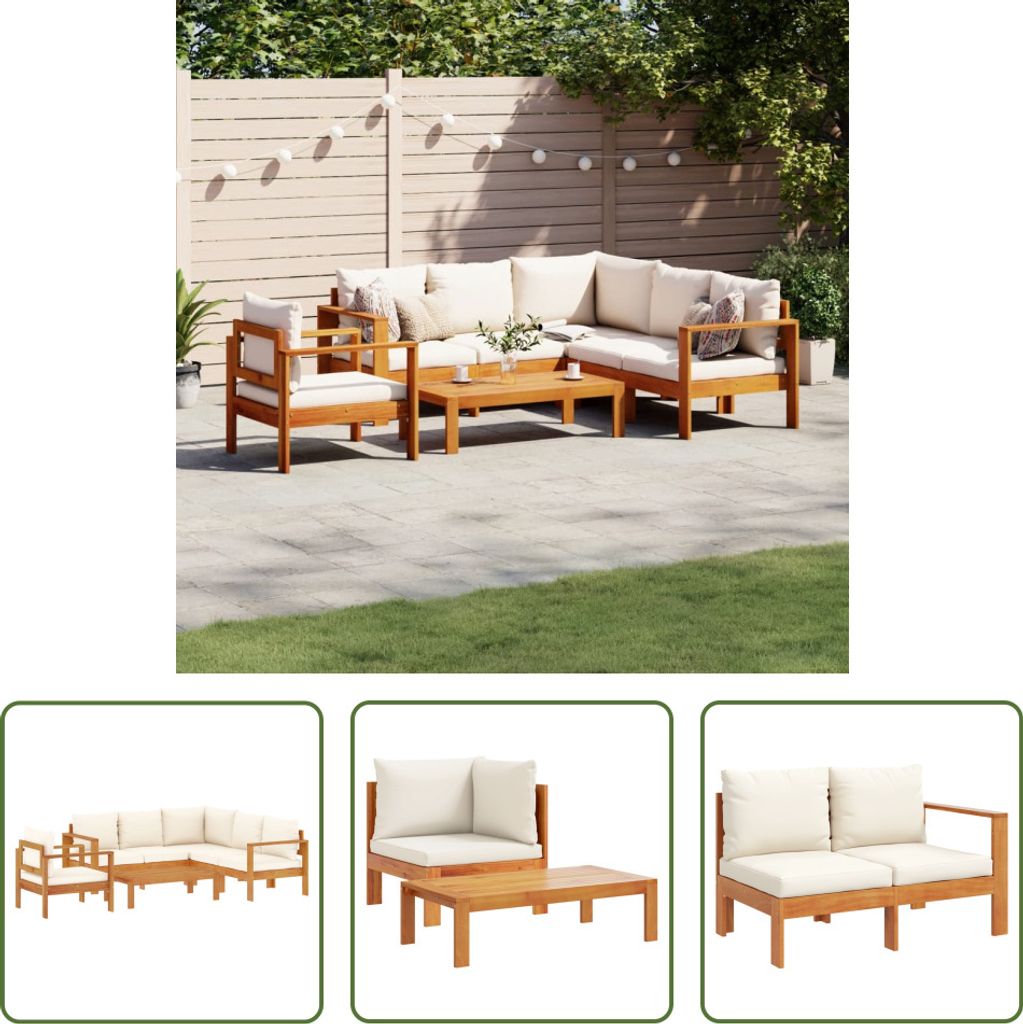 The Living Store 5-tlg. Garten-Sofagarnitur mit Kissen Massivholz Akazie