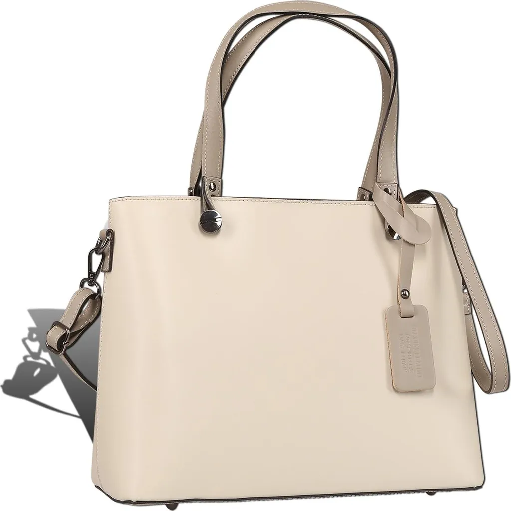 Sac de cours et bureau bandoulière Toscanto beige gris - Format A4 large