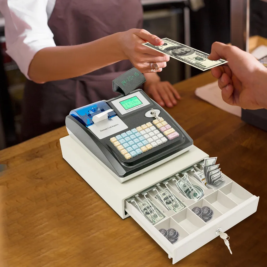 Caisse enregistreuse 48 touches blanc avec double écran de contrôle - 3