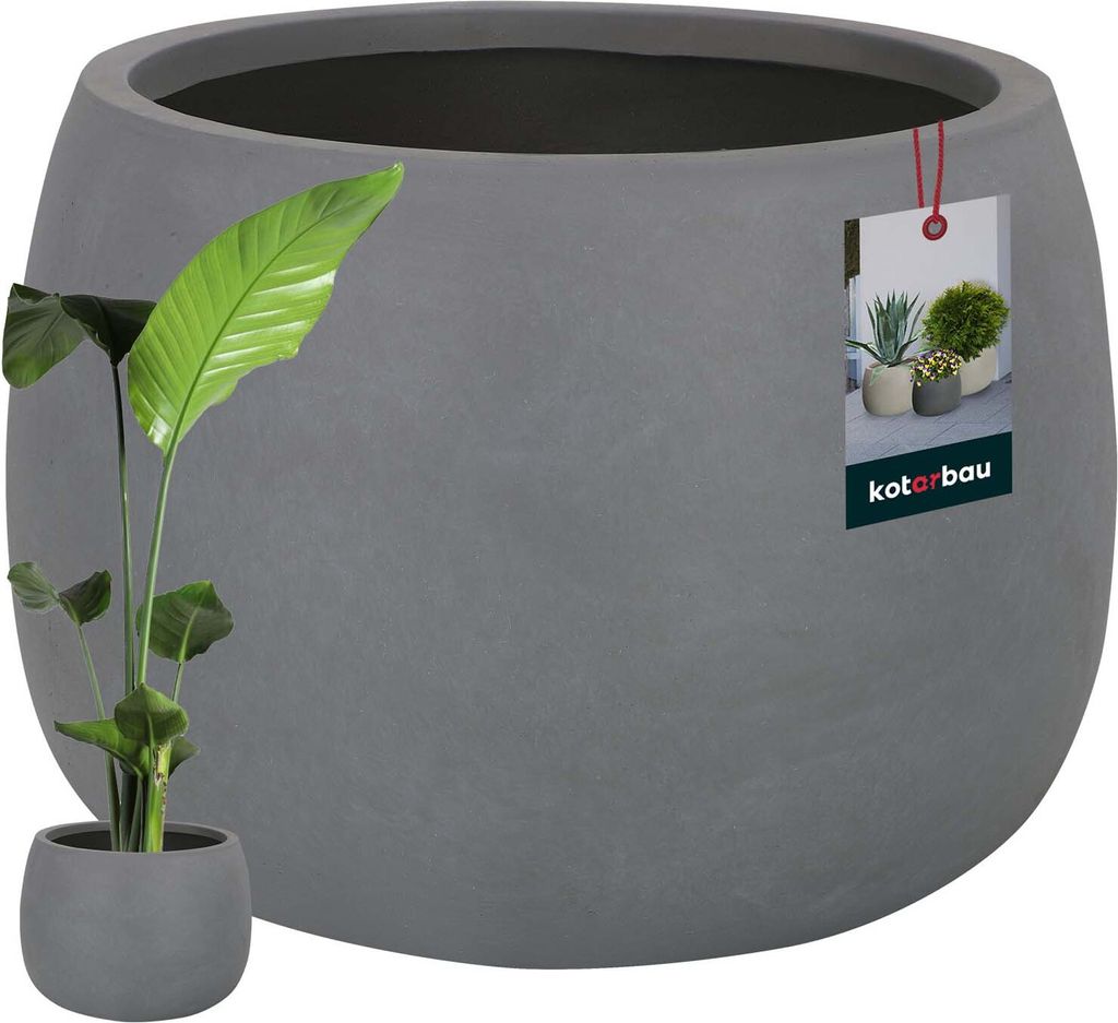 KOTARBAU Pflanzkübel Blumenkübel Dunkelgrau Fiberclay Ecolite Höhe 31 cm 47 cm Blumentopf für draußen & drinnen hohe Pflanzkübel outdoo...