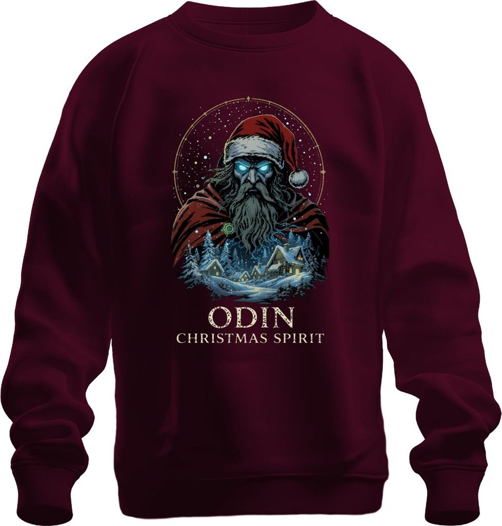 Odin Christmas Spirit Wikinger Santa Bart Winter Geschenk Uni Sweatshirt Pullover, Burgundy, XXL