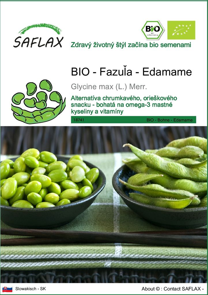 SAFLAX - BIO - Fazuľa - Edamame - Glycine max (L.) Merr. - Obrázok produktu 