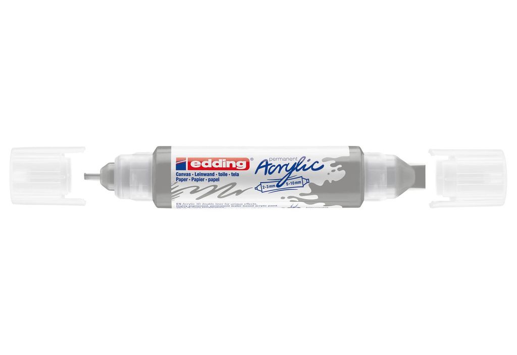 Edding 5400 Acryl 3D Double Liner, Silber, Silber, Weiß, Fein / Extradick, 2 mm, 1 cm, Tinte auf Wasserbasis