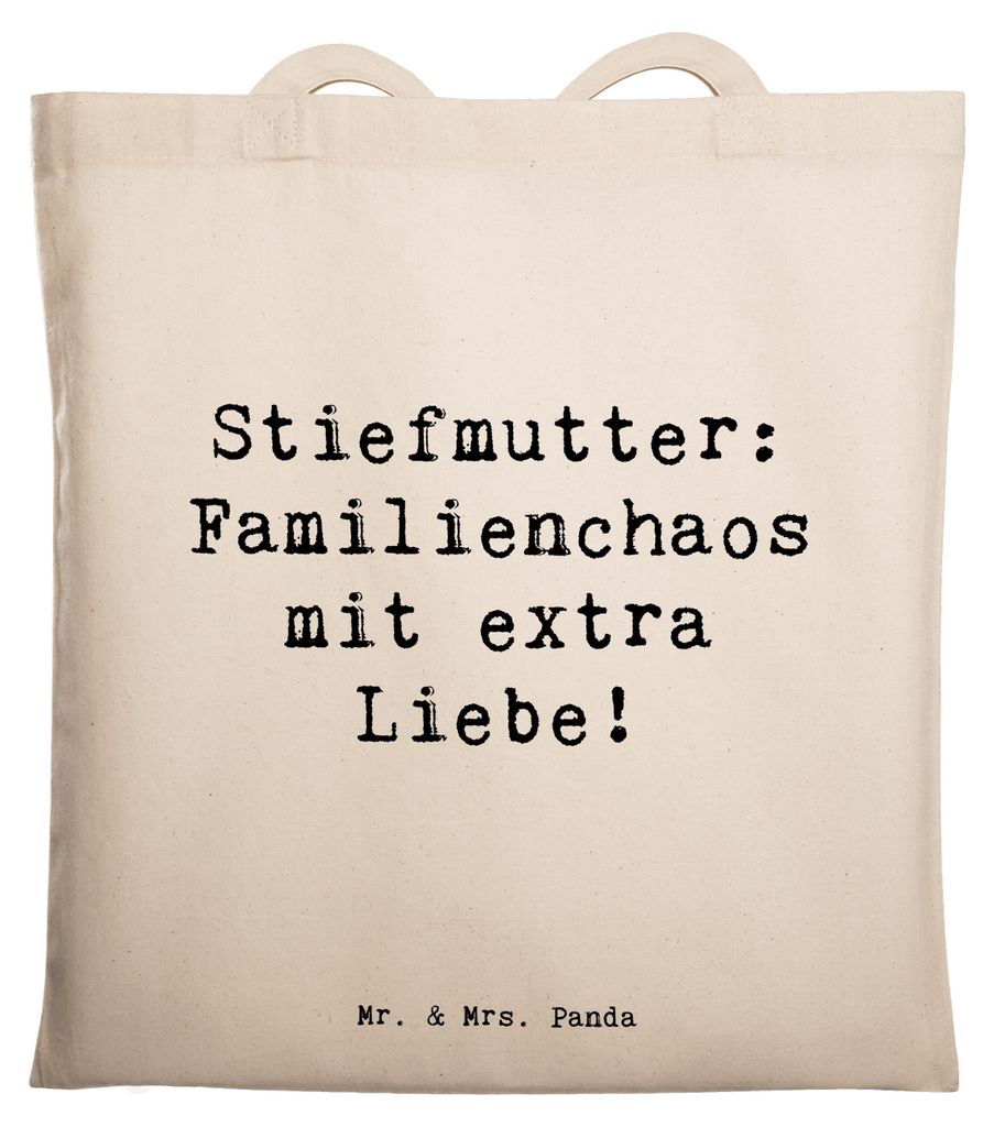 Mr. & Mrs. Panda Schultasche Spruch Stiefmutter Liebe - Transparent - Geschenk, Beutel, Geburtstage, Lächeln, Baumwolltasche, Besonderes, Tote Bag...