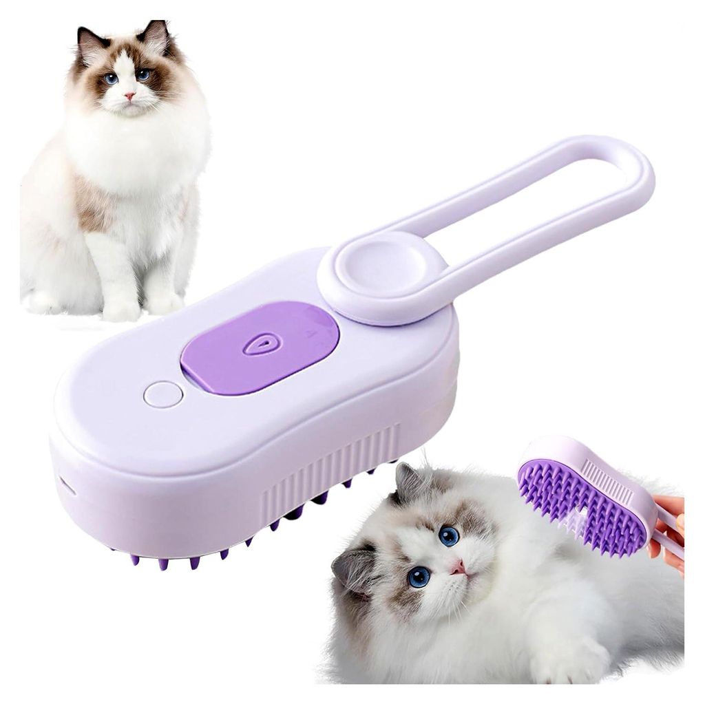 Dampfbürste für Katzen, 3-in-1-Dampfnebelbürste, selbstreinigender Haarkamm für Hunde und Katzen zur Entfernung von langen und kurzen Haaren
