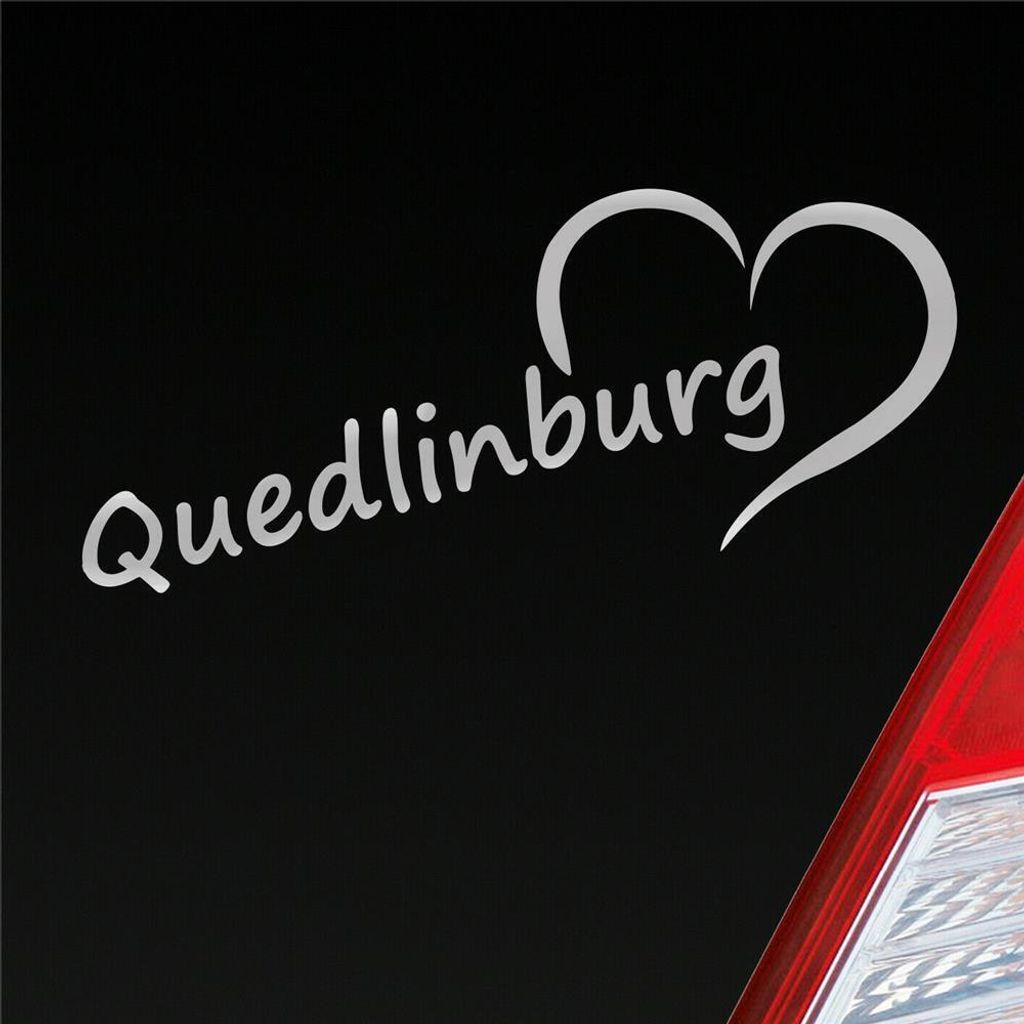 Auto Aufkleber Quedlinburg Herz Heart City Stadt 20x8 cm Silber Sticker Heckscheibenaufkleber