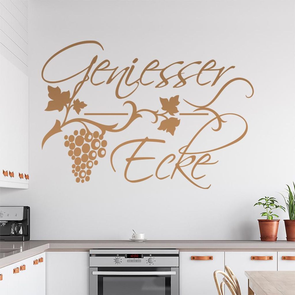 Geniesser Ecke Trauben Wandtattoo in 6 Größen - Wandaufkleber Wall Sticker - Dekoration, Küche, Wohnzimmer, Schlafzimmer, Badezimmer