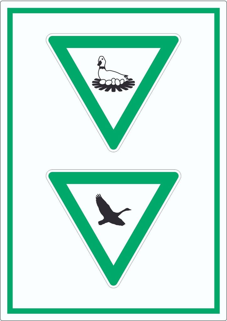 Brut- und Rastgebiet hochkant Symbol Aufkleber A9 (37x52mm)