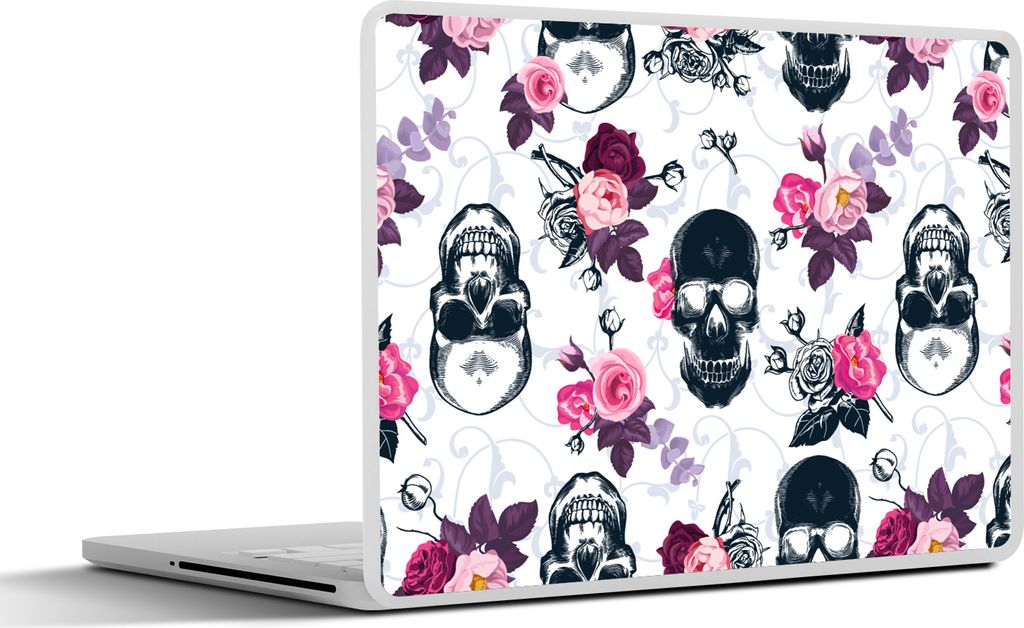 MuchoWow Laptop Aufkleber Sticker Cover Teens - Totenkopf - Rose - Muster 36.5x27.5 cm - Laptop-Sticker