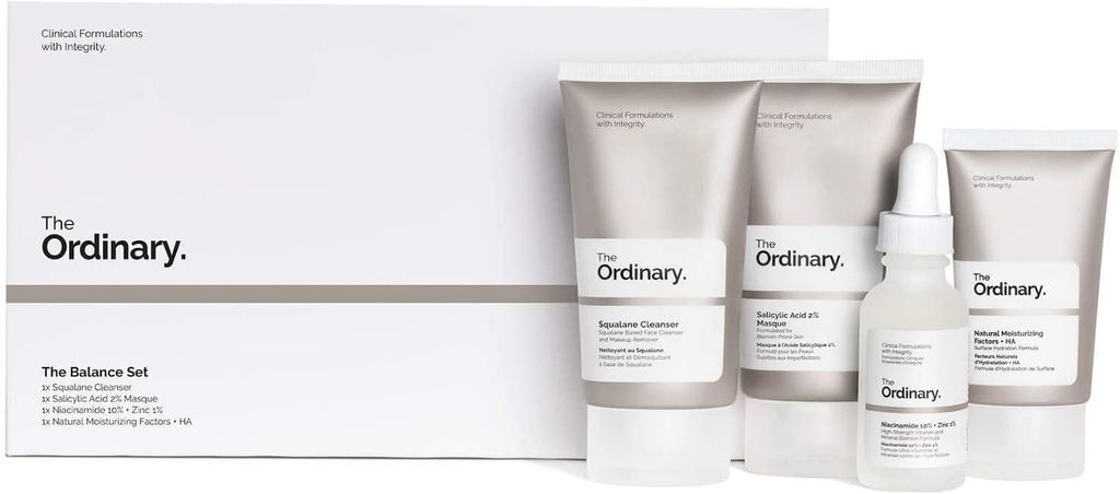 The Ordinary The Balance Set Squalane Cleanser 50ml/Salicylic Acid 2% Masque 50ml/Niacinamide 10% + Zinc 1% 30ml/Natural Moisturizing Factors + HA ...