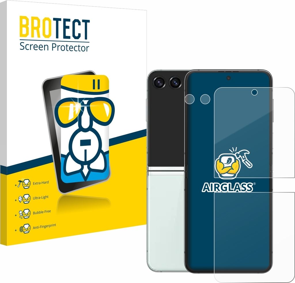 BROTECT Schutzglas für Samsung Galaxy Z Flip 5 (Display+Kamera) Schutzfolie Panzer Folie Glas Display Schutz klar