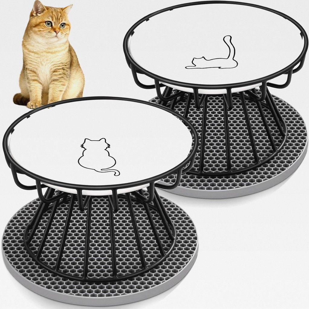 2 Stück Katzennapf Erhöht, Erhöhter Futternapf Katze, Fressnapf Katze Flach, Cat Bowl mit Metallständer & rutschfeste Silikonmatte, Linderung v...