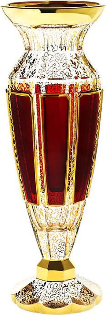 Vase Red Queen 27 cm, Rot/Gold, aus Glas