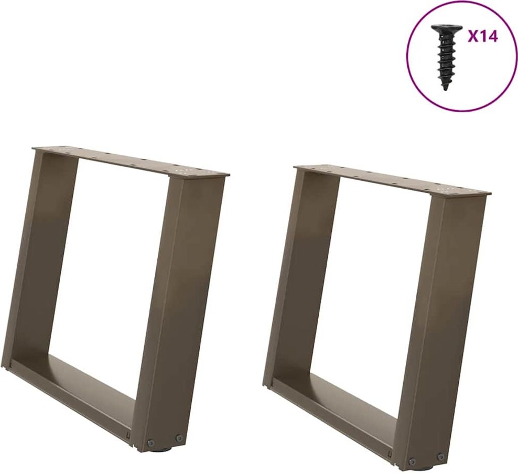 Couchtischbeine U-Form 2 Stk. Naturstahl 60x(42-43) cm Stahl