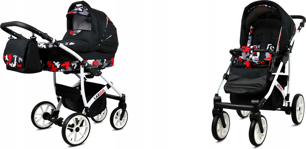 Poussette Bébé Confortable BabyLux Largo 2 en 1 Finition Black Moro