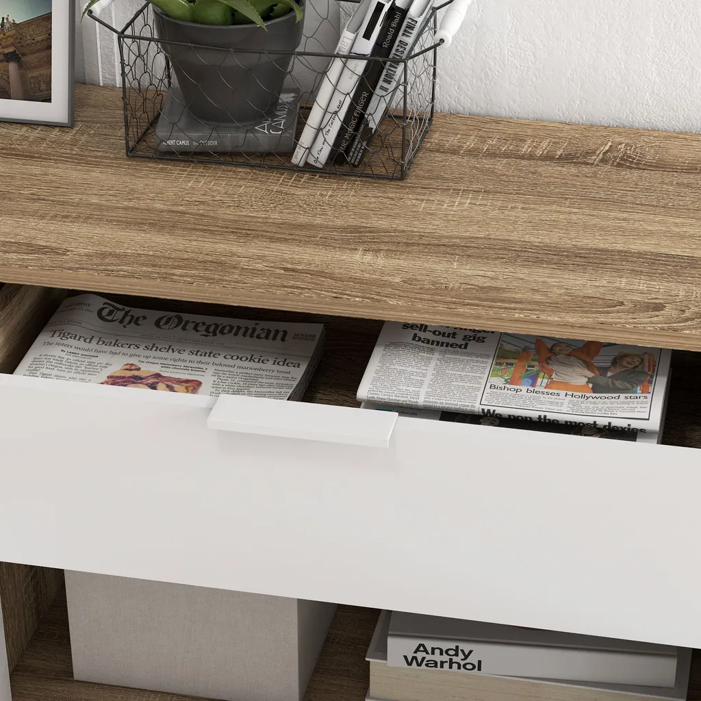 HOMCOM Buffet de cuisine blanc commode de rangement avec étagères réglables - 9