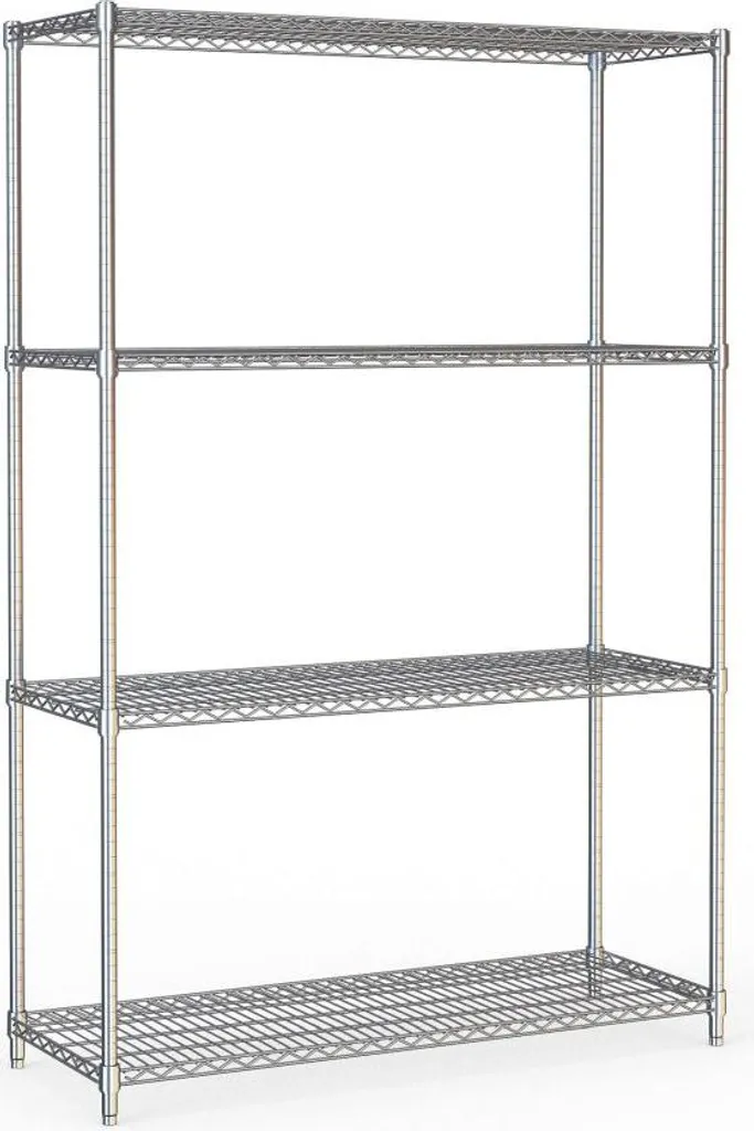 Étagère robuste en acier chromé 1200x450x1800 mm avec 4 tablettes