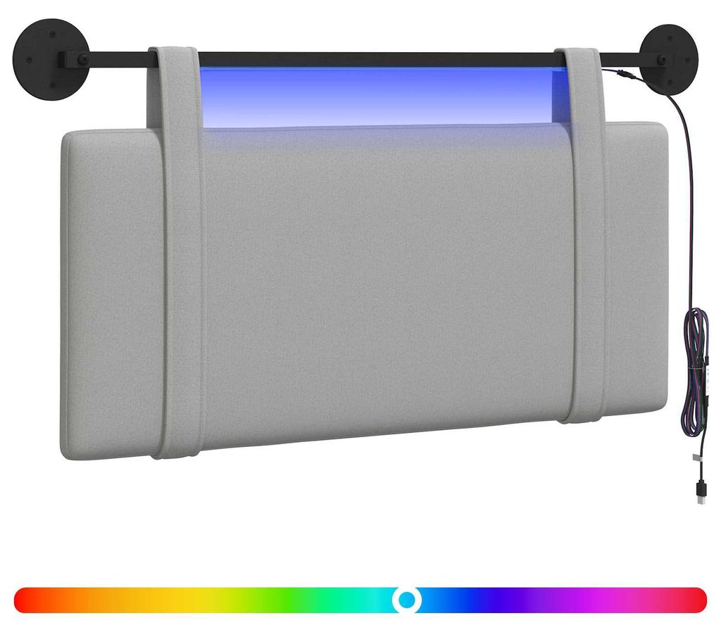 vidaXL Hängendes Kopfteil Mit LED Licht Wolkengrau Stoff